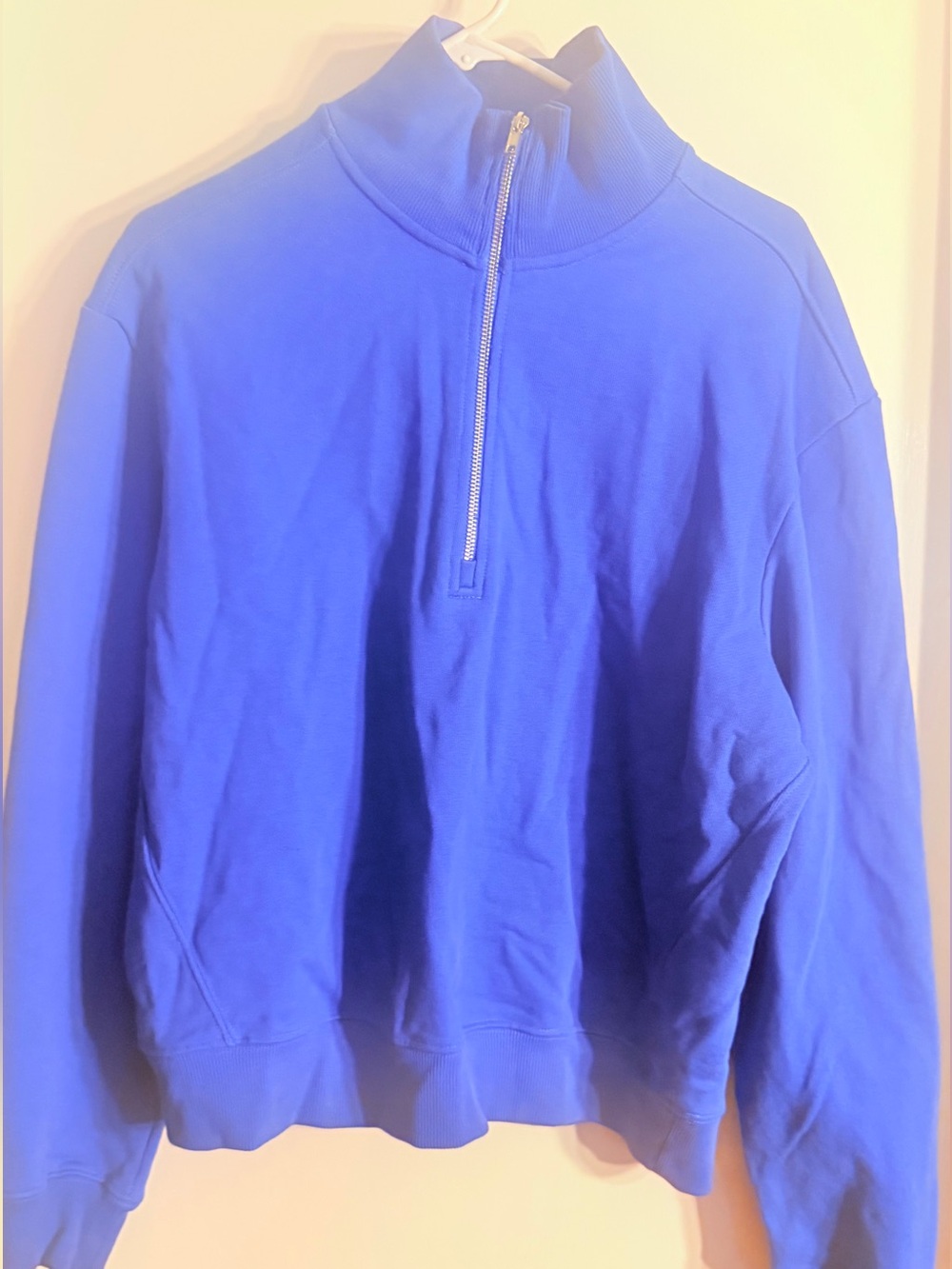 Zara Men's Royal Blue Half-Zip Sweatshirt